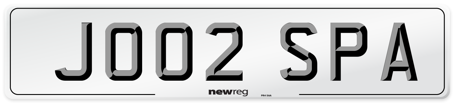 JO02 SPA Number Plate from New Reg